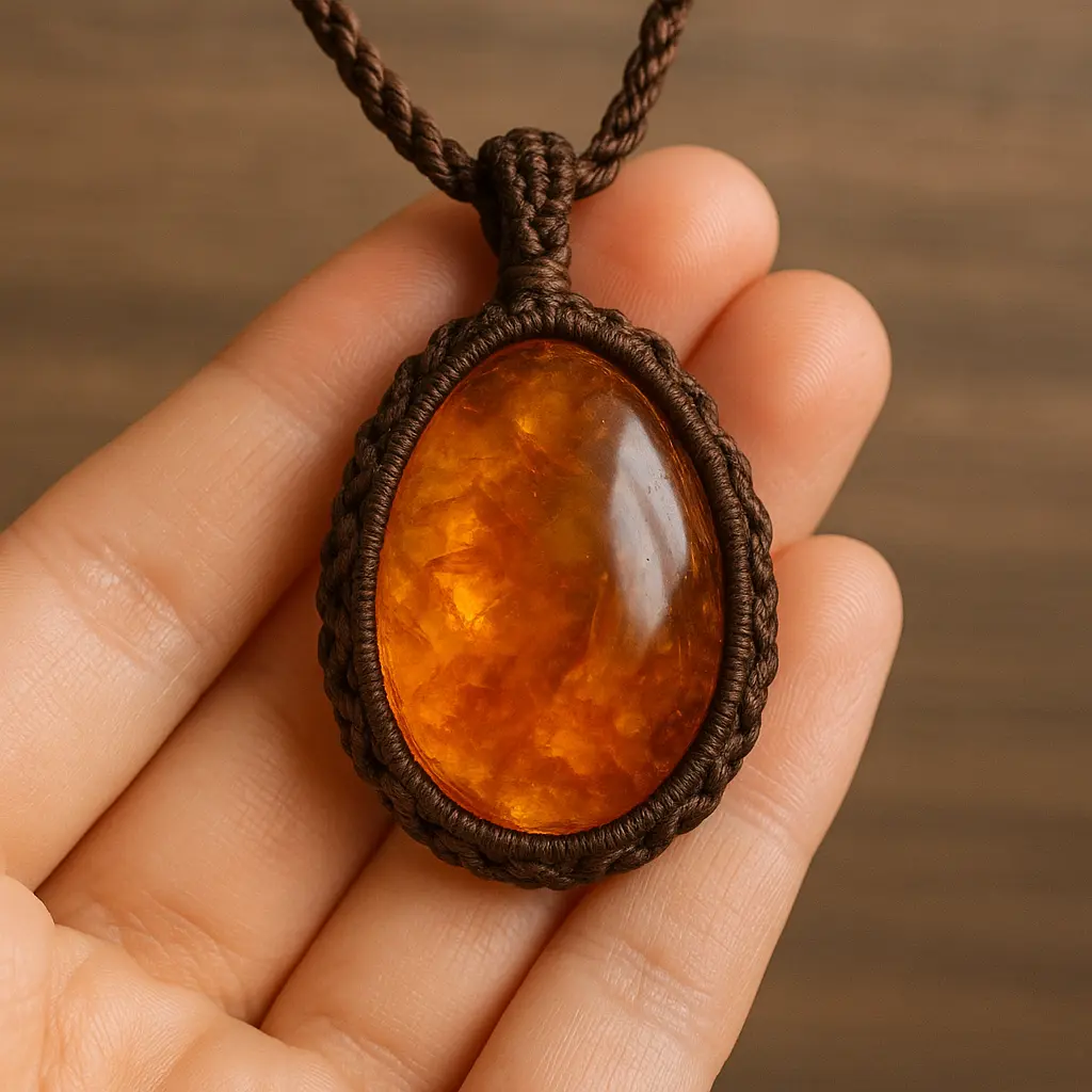 Naszyjnik z zawieszką z bursztynu - Burleo